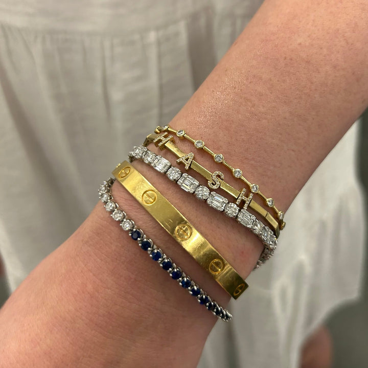 Alternating Round Mosaic Tennis Bracelet - Lindsey Leigh Jewelry