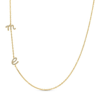 Diamond Asymmetrical Script Initial Necklace  Lindsey Leigh Jewelry.
