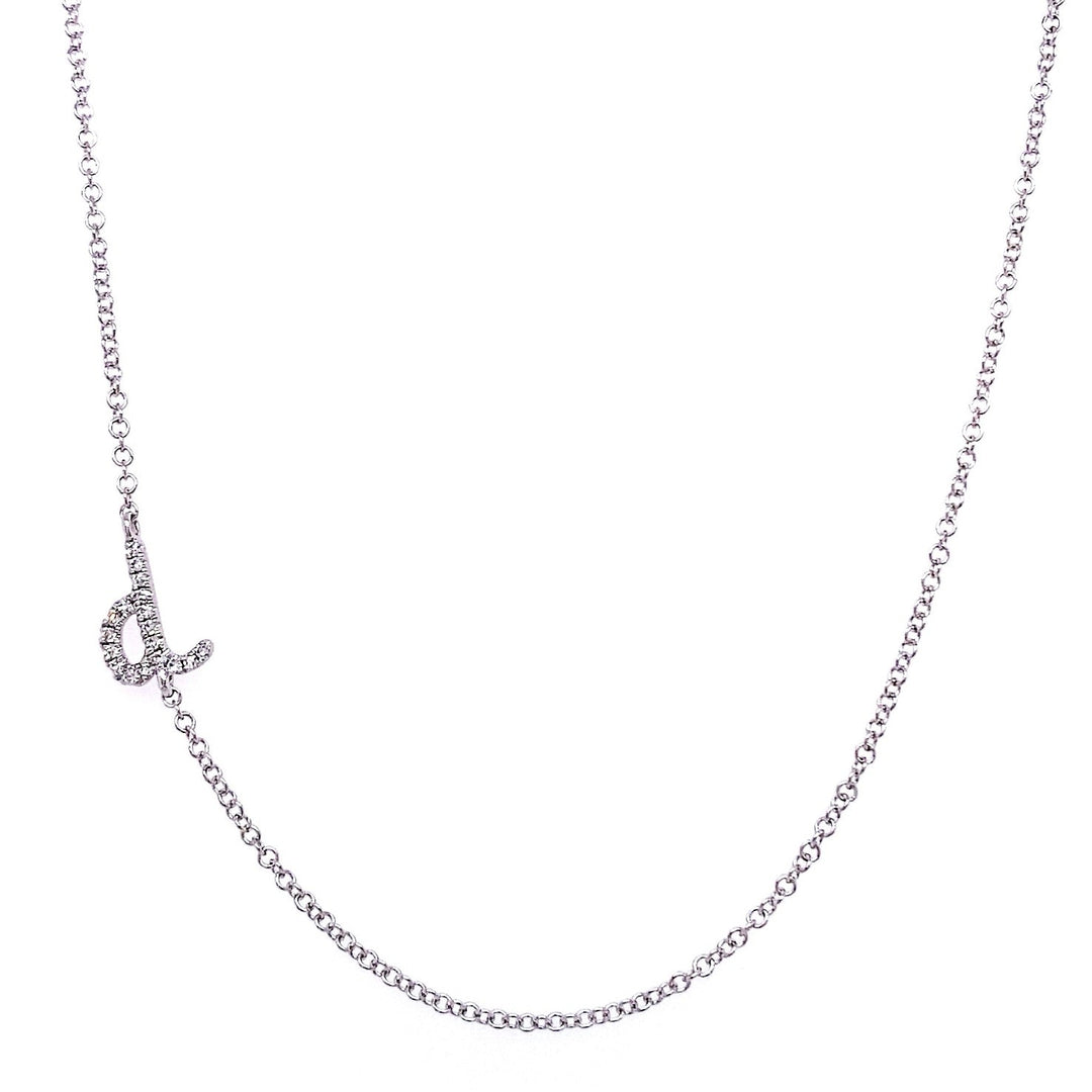 Asymmetrical Diamond Script Initial Necklace - Lindsey Leigh Jewelry