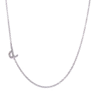 Diamond Asymmetrical Script Initial Necklace  Lindsey Leigh Jewelry.
