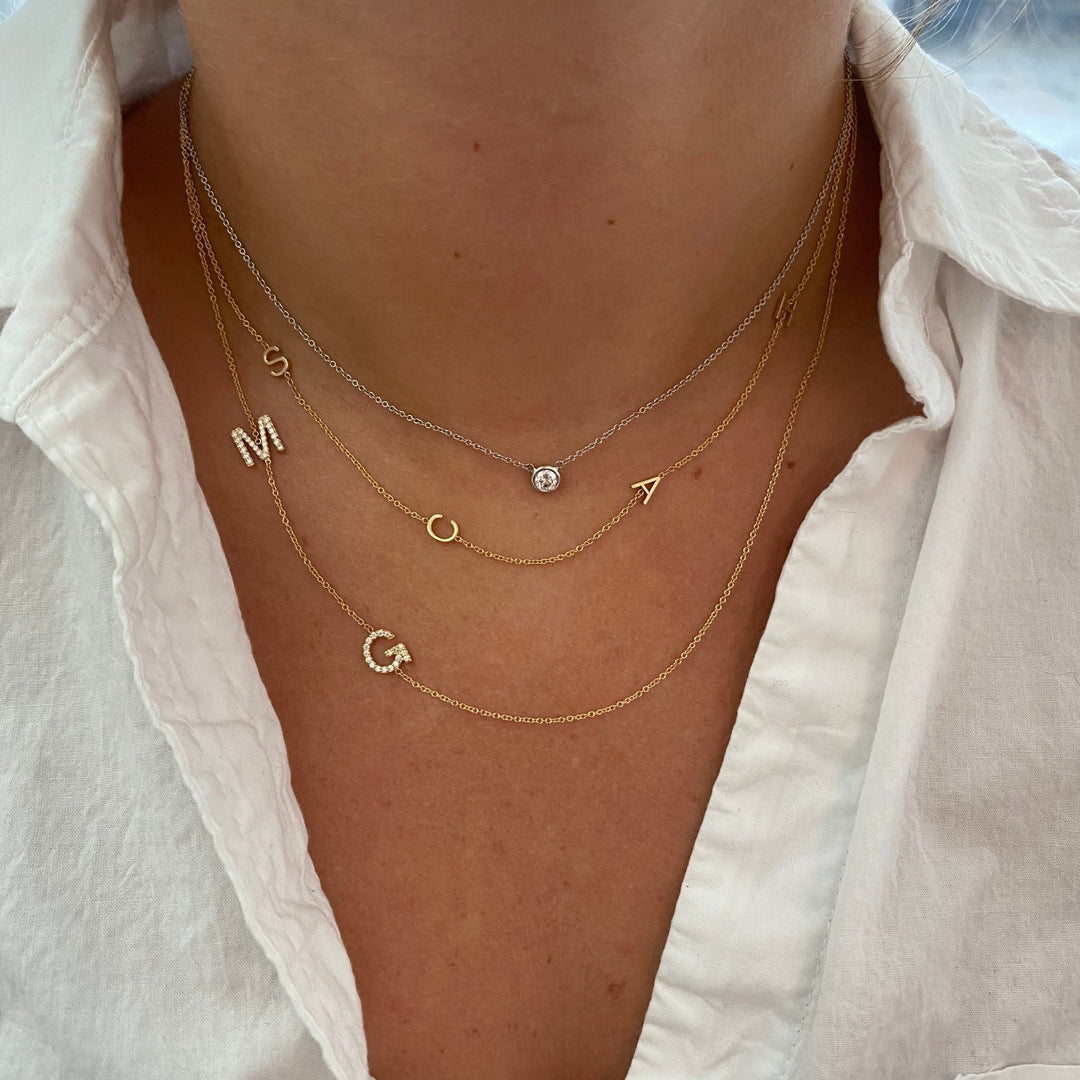 Asymmetrical Initial Necklace - Lindsey Leigh Jewelry