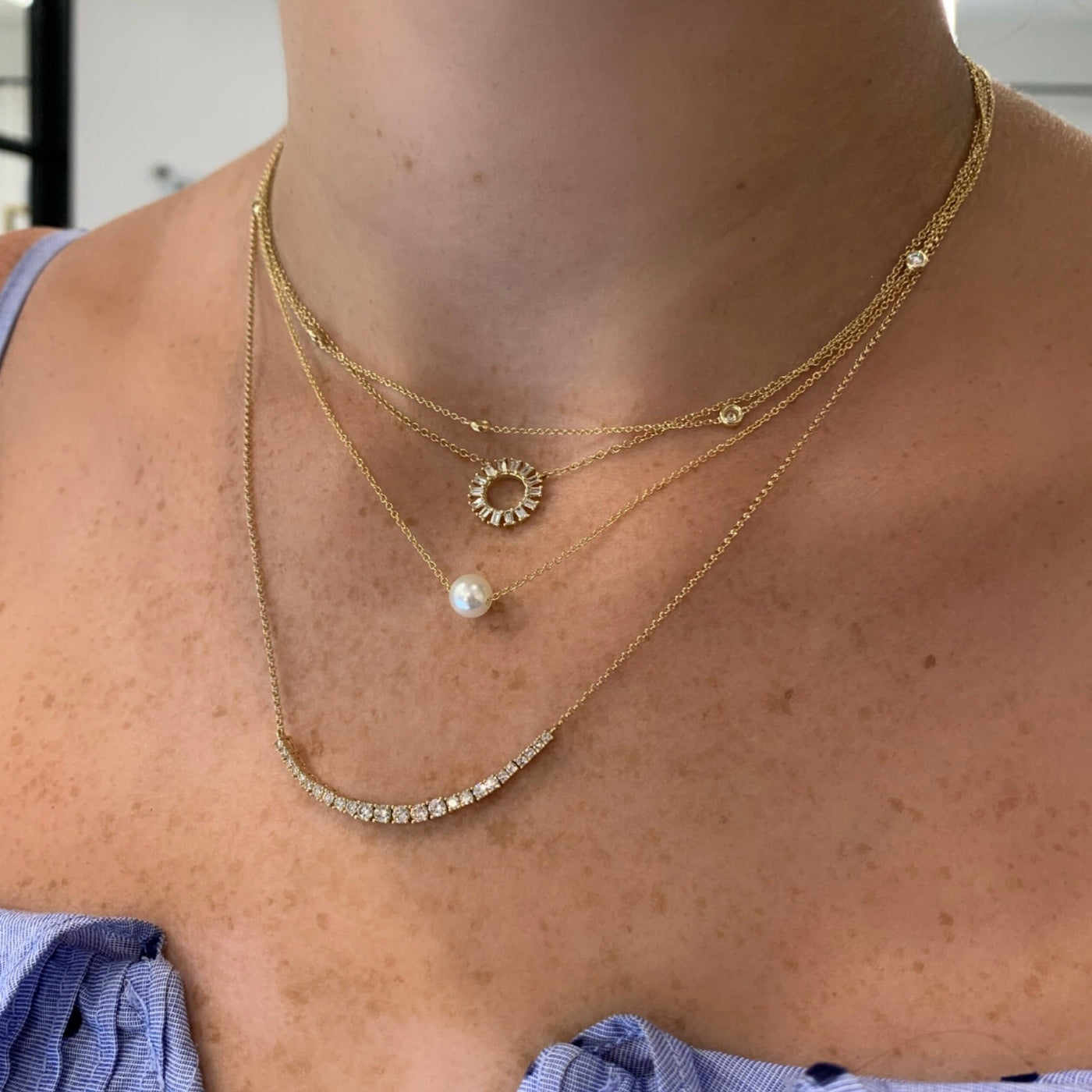 Baguette Circle Necklace - Lindsey Leigh Jewelry