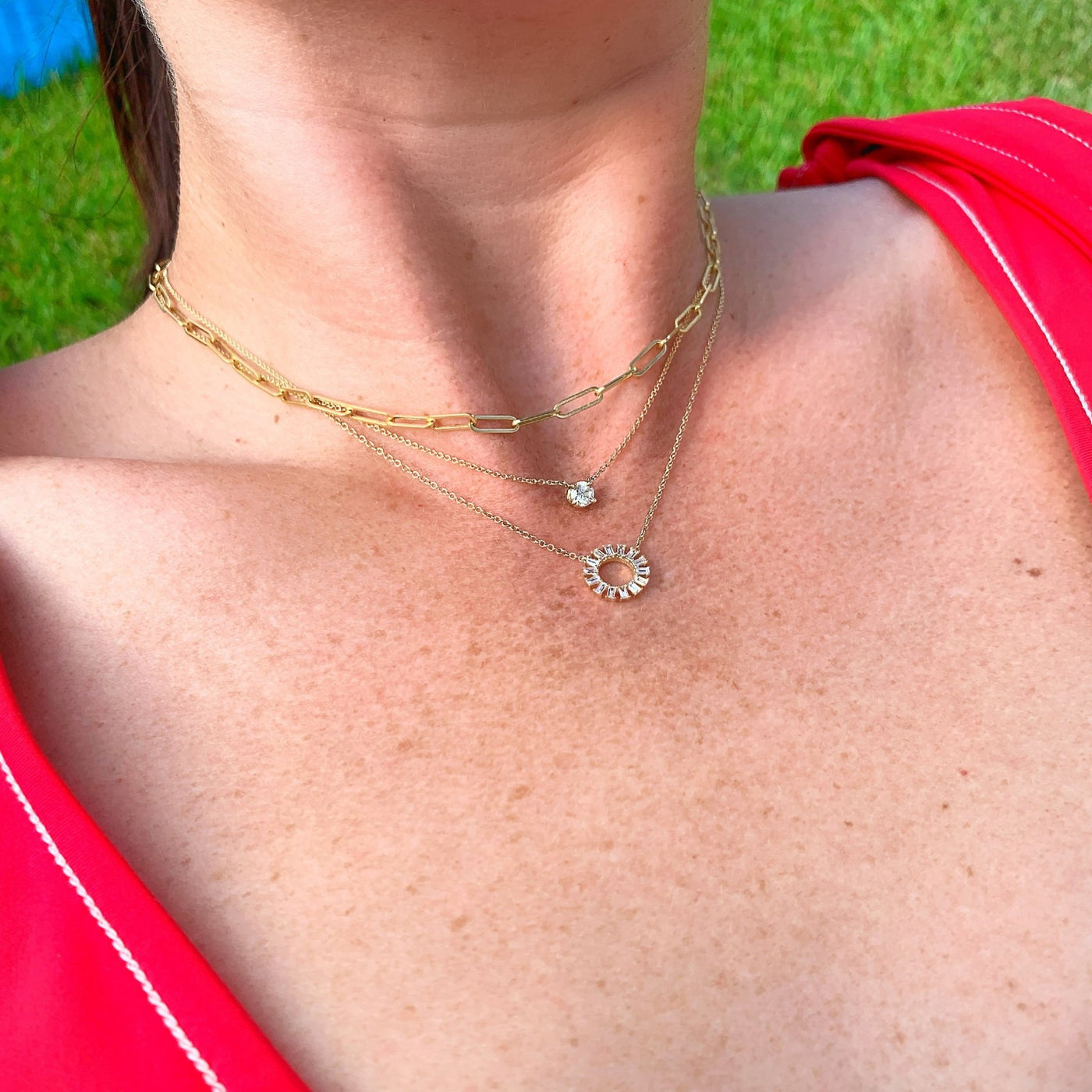 Baguette Circle Necklace - Lindsey Leigh Jewelry