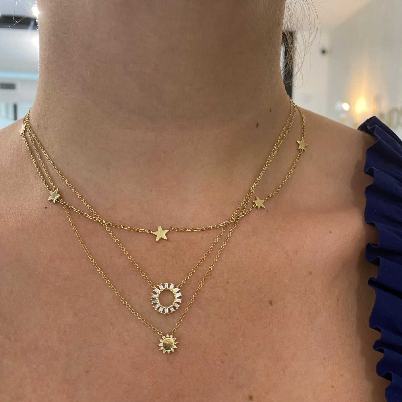 Baguette Circle Necklace - Lindsey Leigh Jewelry