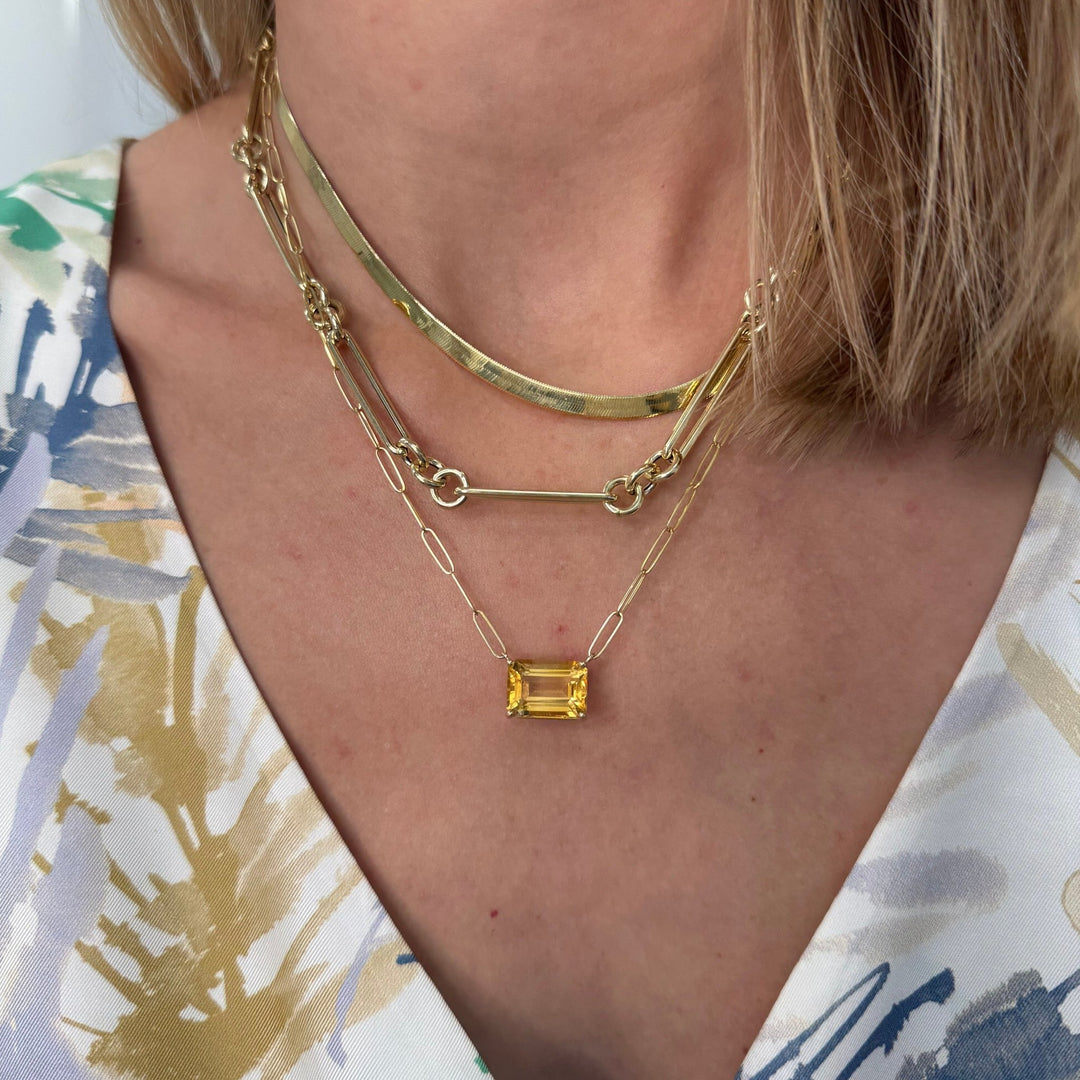 Basket Set Citrine Paper Clip Necklace - Lindsey Leigh Jewelry