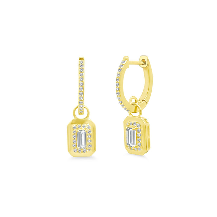 Bezel Halo Gemstone Huggies - Lindsey Leigh Jewelry