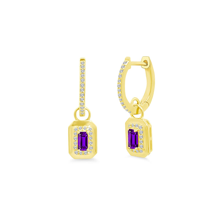 Bezel Halo Gemstone Huggies - Lindsey Leigh Jewelry
