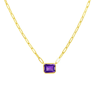 Bezel Set Gemstone Paper Clip Necklace  Lindsey Leigh Jewelry.
