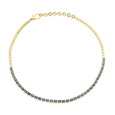 Bezel Set Blue Sapphire Tennis Necklace - Lindsey Leigh Jewelry