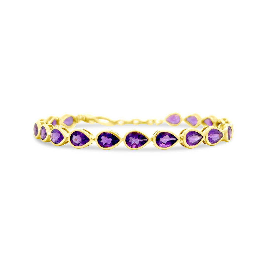 Bezel Set Chasing Pear Gemstone Tennis Bracelet - Lindsey Leigh Jewelry