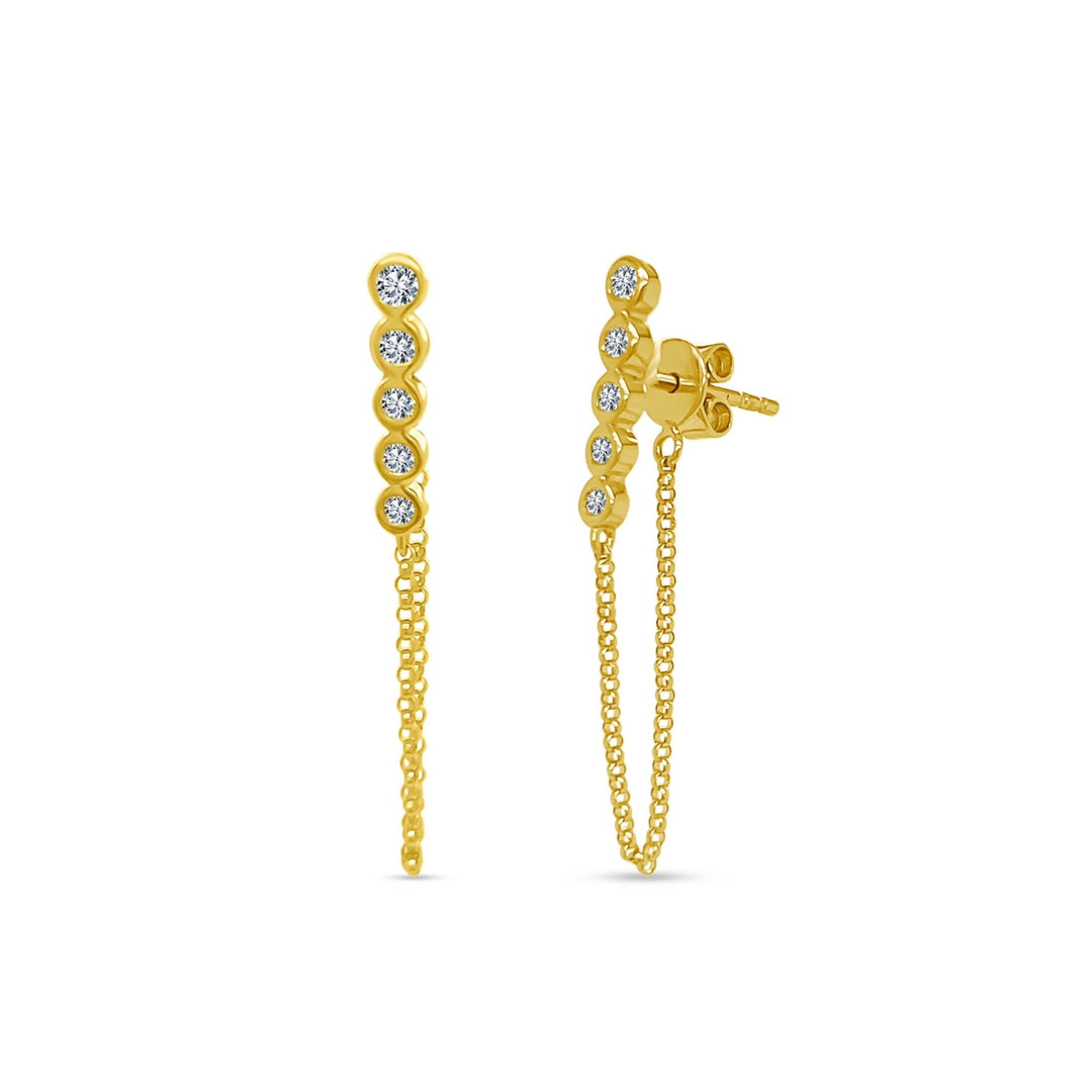 Bezel Set Diamond Chain Stud - Lindsey Leigh Jewelry
