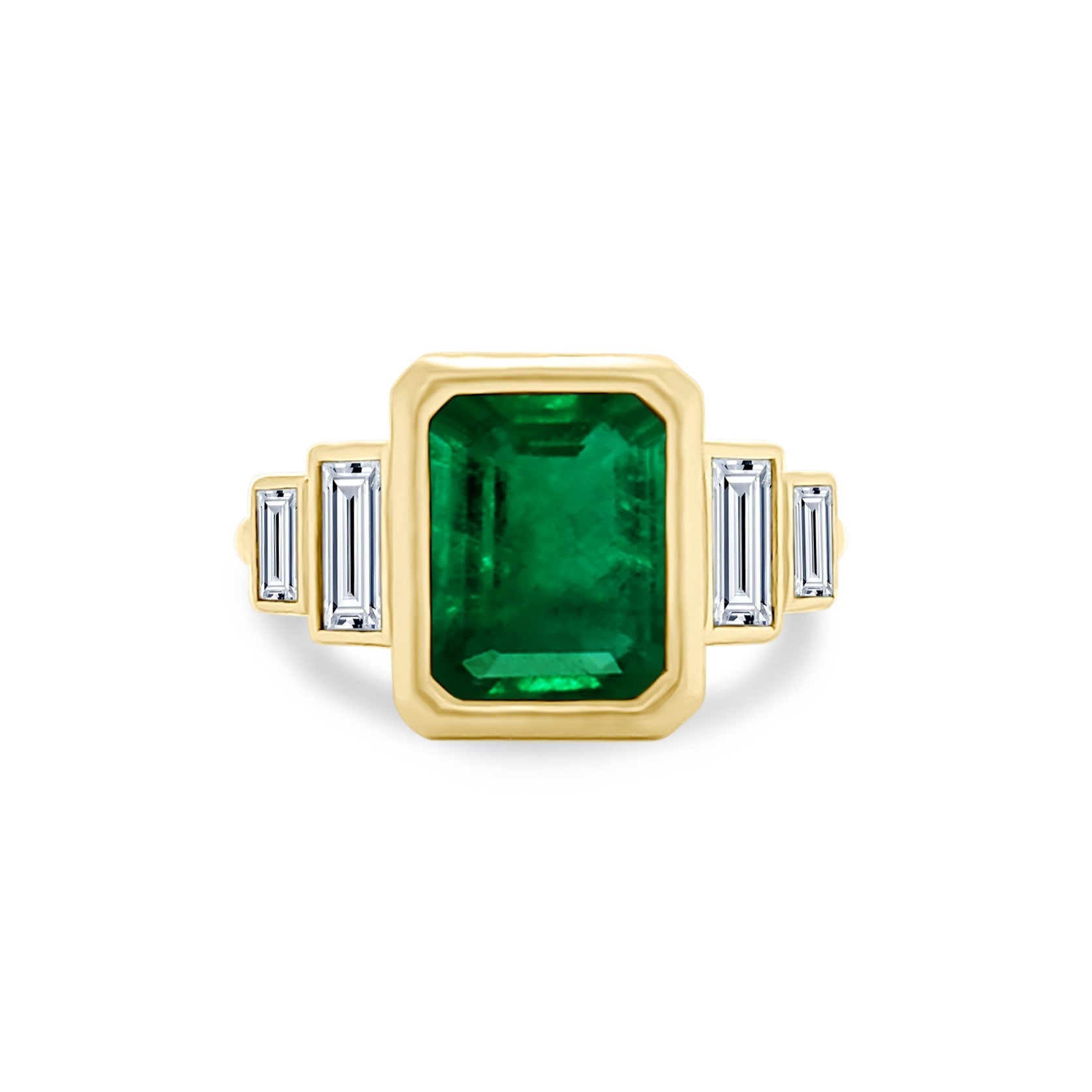 Bezel Set Emerald Cut Bezel Set Emerald Cut Emerald With Double