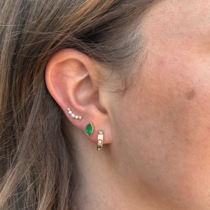 Bezel Set Emerald Pear Studs - Lindsey Leigh Jewelry