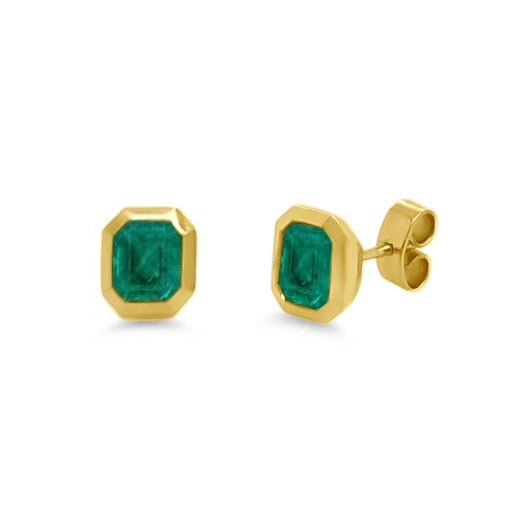 Bezel Set Emerald Studs - Lindsey Leigh Jewelry