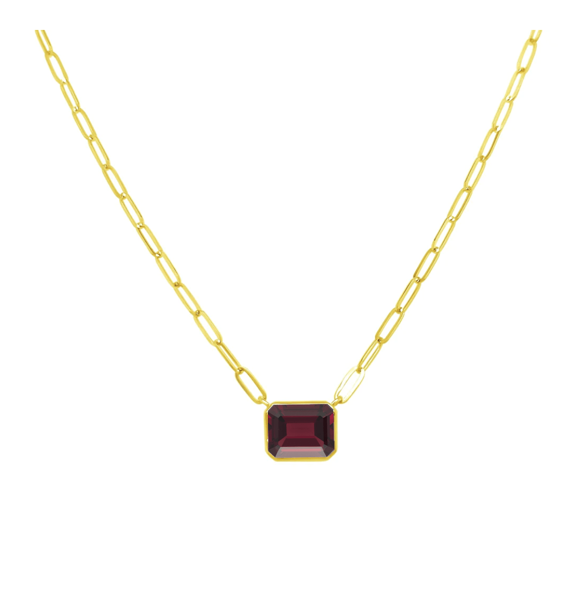 Tori 14k Gold Emerald Cut Gemstone Necklace – Peach Lane