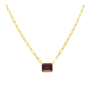 Bezel Set Gemstone Paper Clip Necklace  Lindsey Leigh Jewelry.
