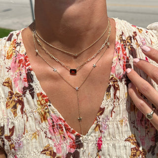 Bezel Set Gemstone Paper Clip Necklace  Lindsey Leigh Jewelry.
