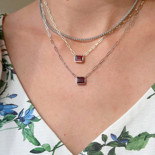 Bezel Set Gemstone Paper Clip Necklace  Lindsey Leigh Jewelry.
