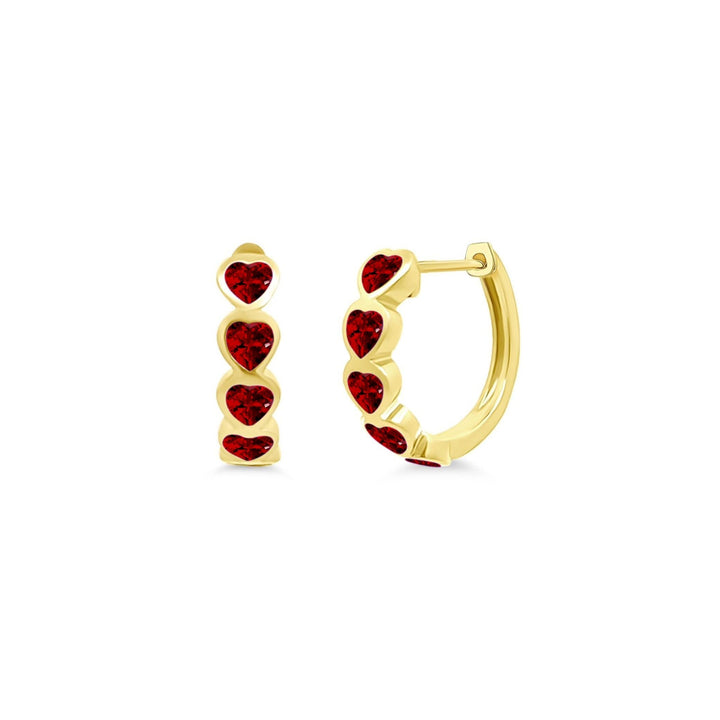 Bezel Set Heart Gemstone Huggies - Lindsey Leigh Jewelry