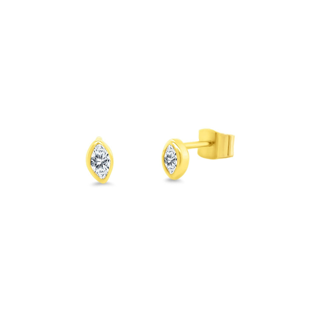Bezel Set Marquise Studs - Lindsey Leigh Jewelry