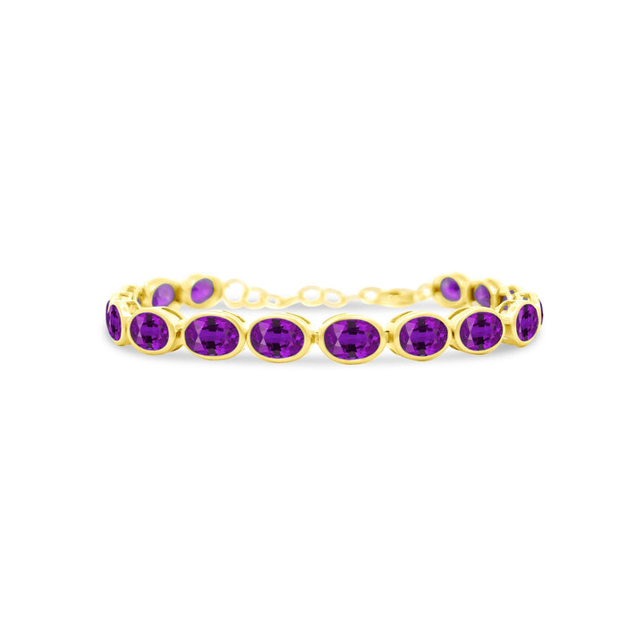 Bezel Set Oval Gemstone Tennis Bracelet - Lindsey Leigh Jewelry
