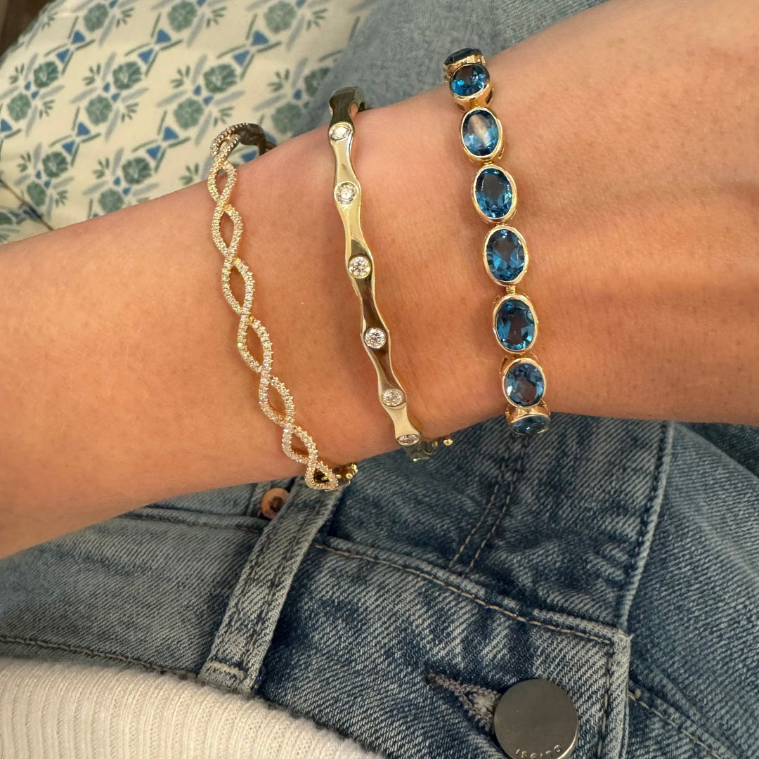 Bezel Set Oval Gemstone Tennis Bracelet - Lindsey Leigh Jewelry