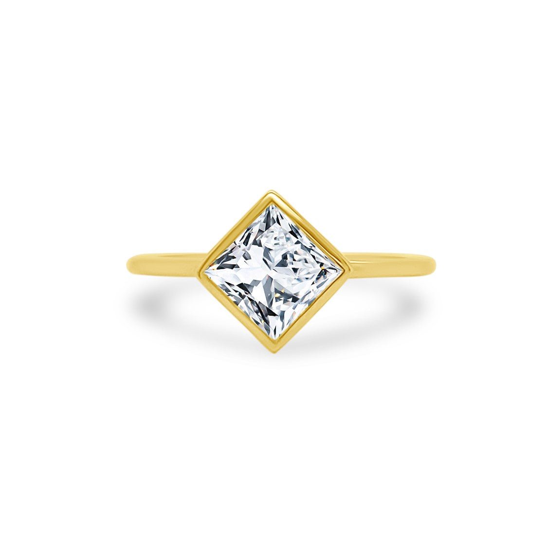 Bezel Set Princess Cut Solitaire – Lindsey Leigh Jewelry