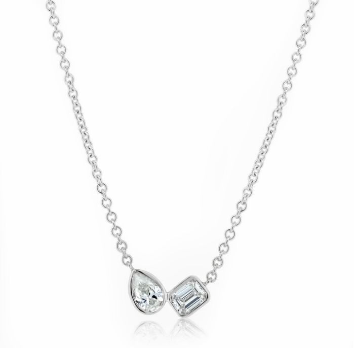 Bezel Set Toi Et Moi Necklace - Lindsey Leigh Jewelry