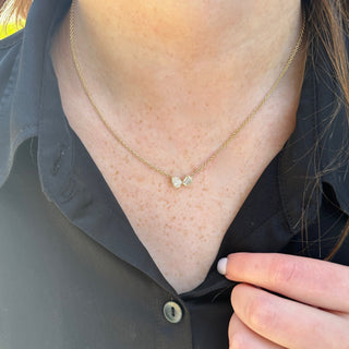 Bezel Set Toi Et Moi Necklace  Lindsey Leigh Jewelry.
