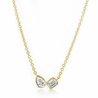 Bezel Set Toi Et Moi Necklace  Lindsey Leigh Jewelry.
