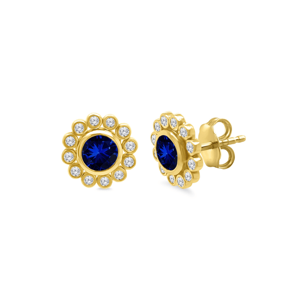 Blue Sapphire & Diamond Halo Blossom Studs – Lindsey Leigh Jewelry