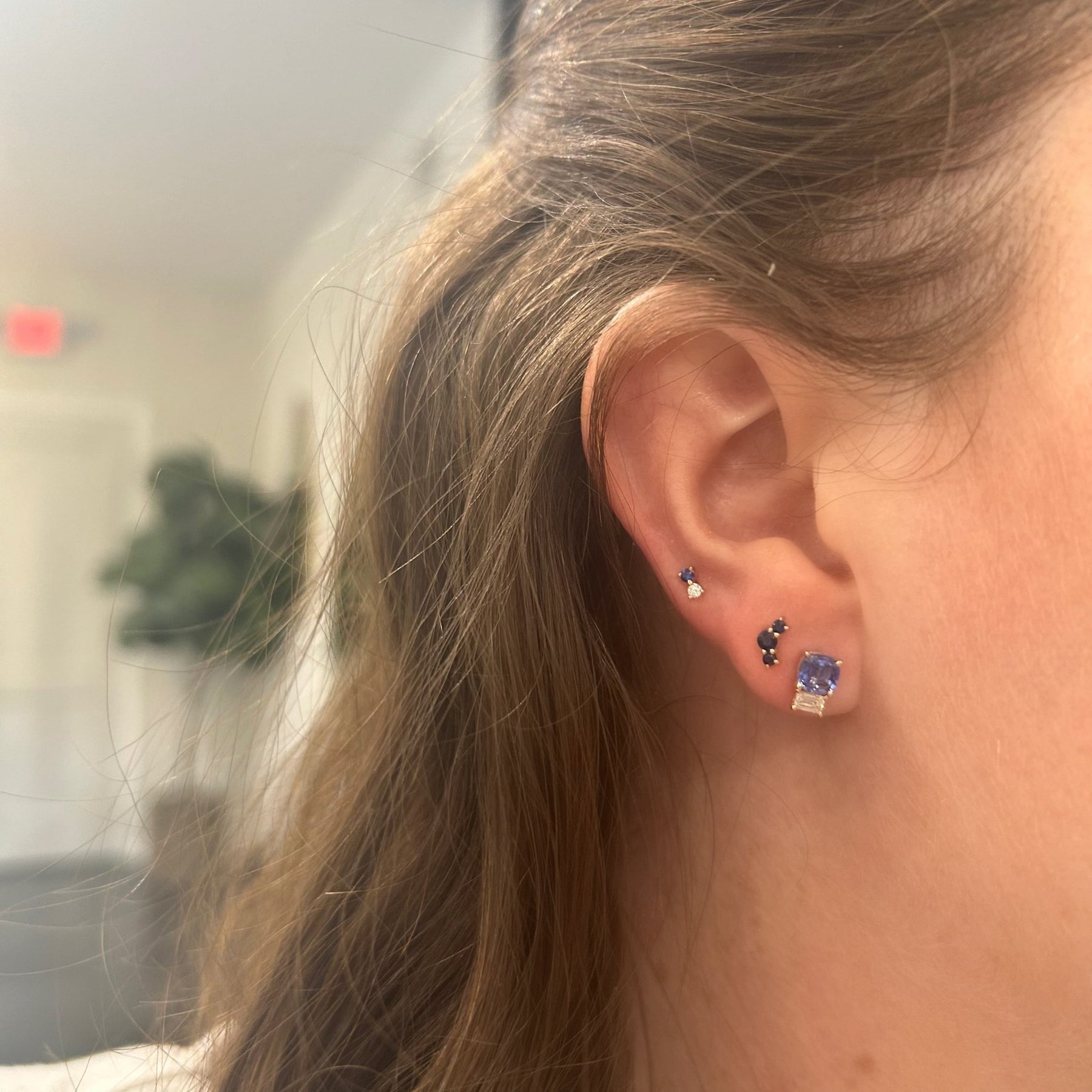 Blue Sapphire & Diamond Halo Blossom Studs – Lindsey Leigh Jewelry