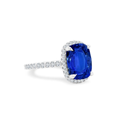 Blue Sapphire Halo Ring - Lindsey Leigh Jewelry