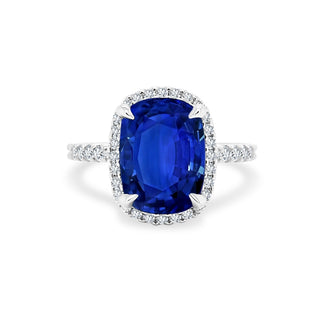 Blue Sapphire Halo Ring  Lindsey Leigh Jewelry.
