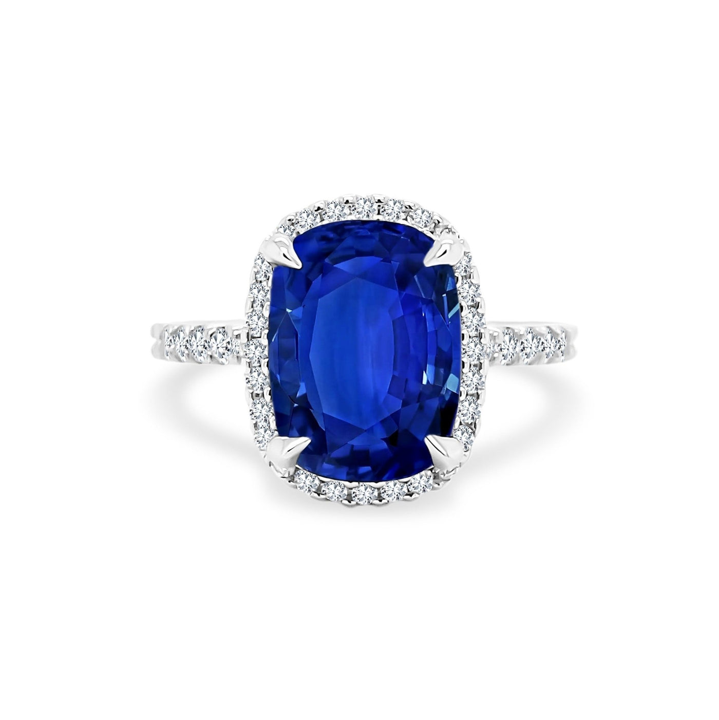 Blue Sapphire Halo Ring - Lindsey Leigh Jewelry