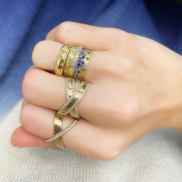 Blue Sapphire Mardi Gras Ring - Lindsey Leigh Jewelry