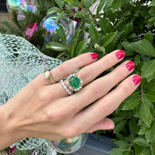 Cabochon Gemstone & Diamond Halo Ring  Lindsey Leigh Jewelry.
