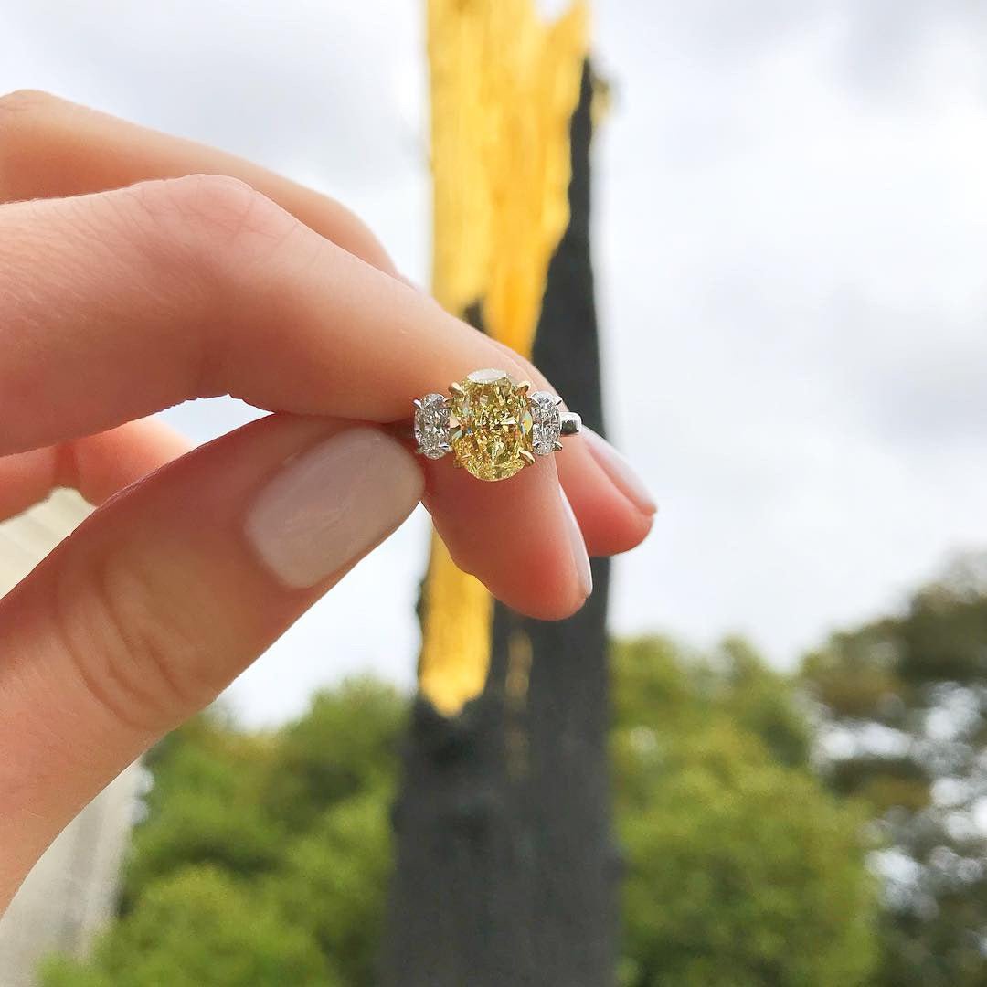 Canary Three Stone Ring - Lindsey Leigh Jewelry