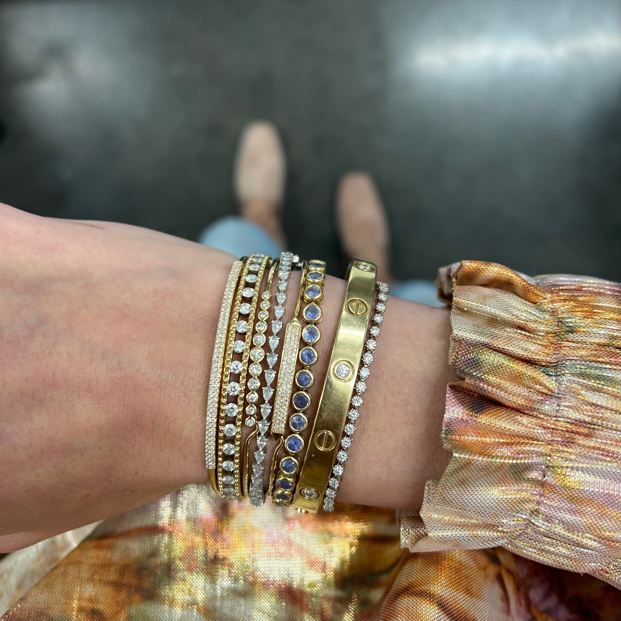 Wavy Diamond Inlay Bangle – Lindsey Leigh Jewelry