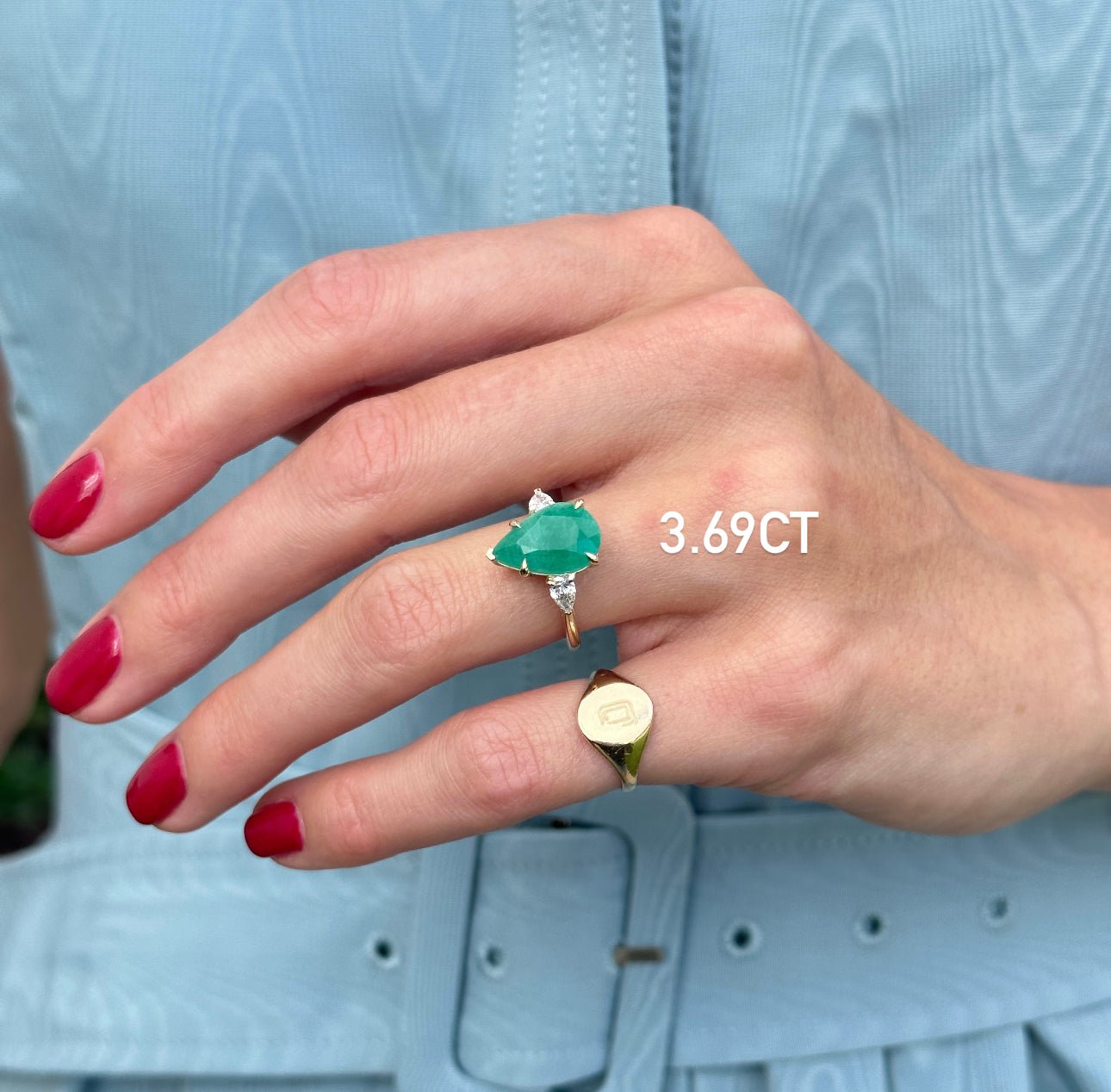 Colombian Emerald Triple Pear Ring