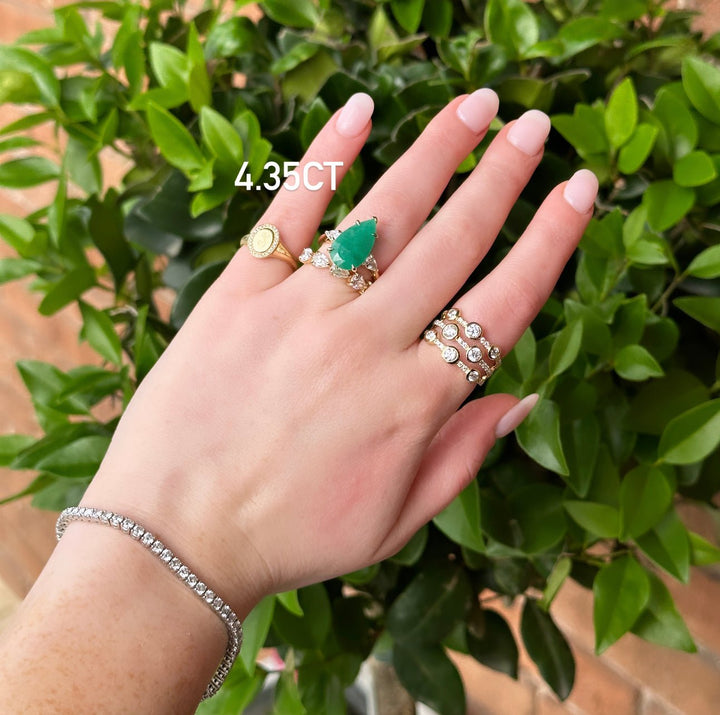 Colombian Emerald Triple Pear Ring - Lindsey Leigh Jewelry