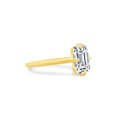 Compass Prong Emerald Diamond Solitaire - Lindsey Leigh Jewelry