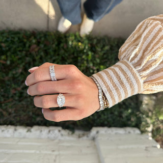 Cushion Cut with Half Moon Cut Side Stones  Lindsey Leigh Jewelry.
