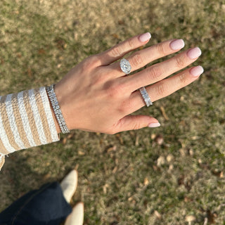 Cushion Cut with Half Moon Cut Side Stones  Lindsey Leigh Jewelry.
