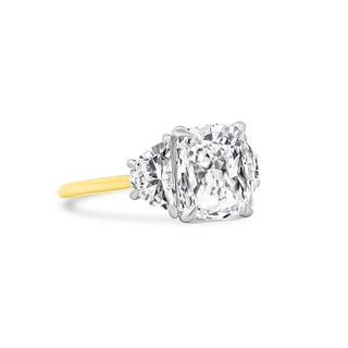 Cushion Cut with Half Moon Cut Side Stones  Lindsey Leigh Jewelry.
