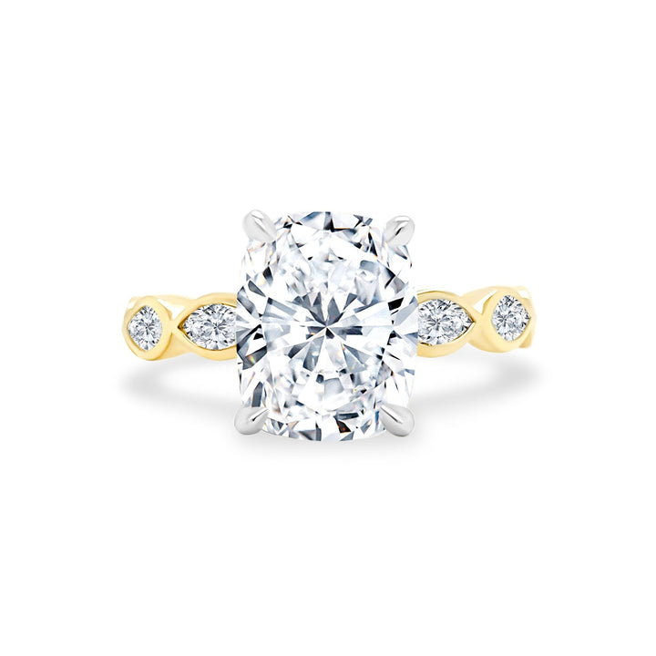 Cushion Cut Diamond with Marquise Bezel Band - Lindsey Leigh Jewelry