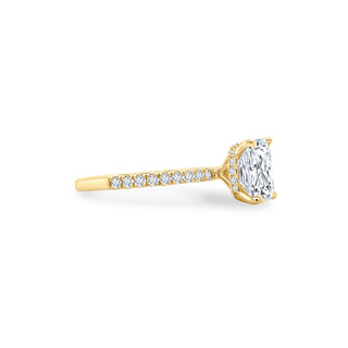 Cushion Cut Solitaire on Diamond Band  Lindsey Leigh Jewelry.
