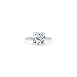 Cushion Cut Solitaire on Diamond Band  Lindsey Leigh Jewelry.
