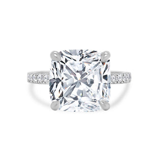 Cushion Cut Solitaire on Diamond Band  Lindsey Leigh Jewelry.
