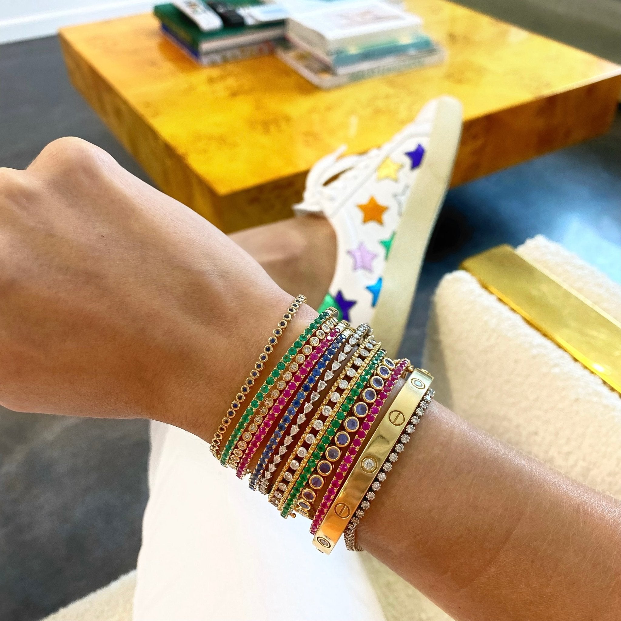 Dainty Bezel Set Gemstone Tennis Bracelet - Main Image